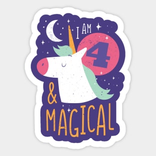 I'm 4 & Magical | Fun Unicorn Birthday Sticker